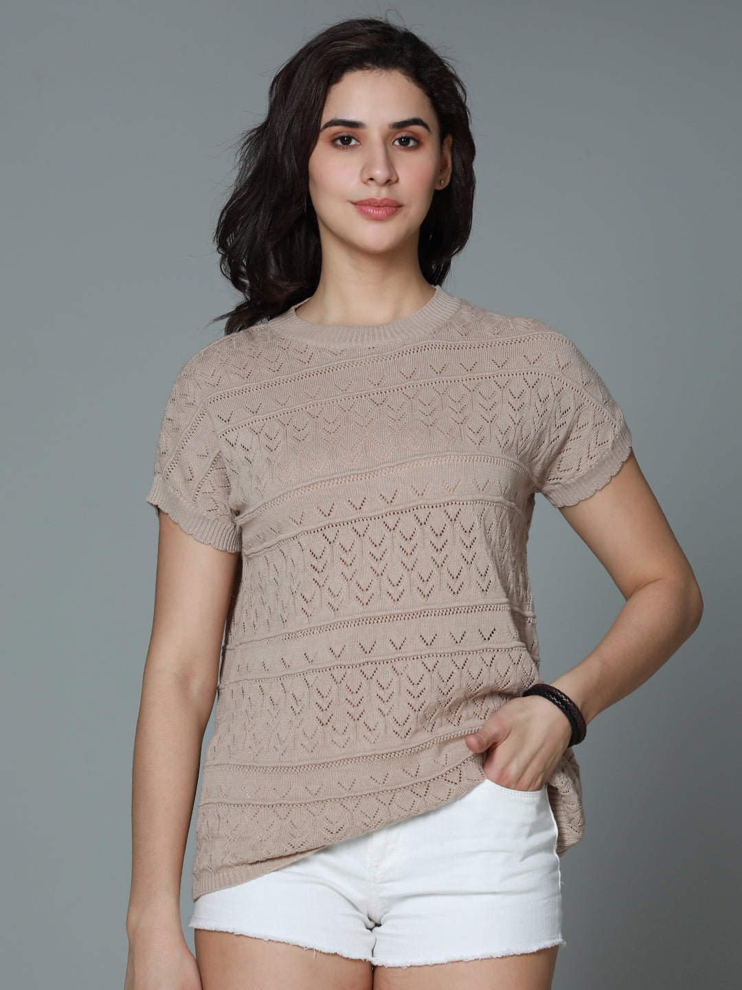 Crochet Cotton Extended Short Sleeve Top