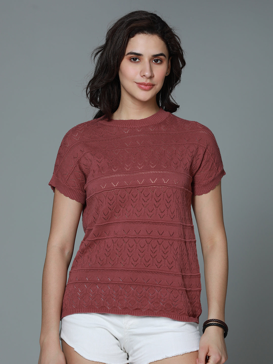 Crochet Cotton Extended Short Sleeve Top