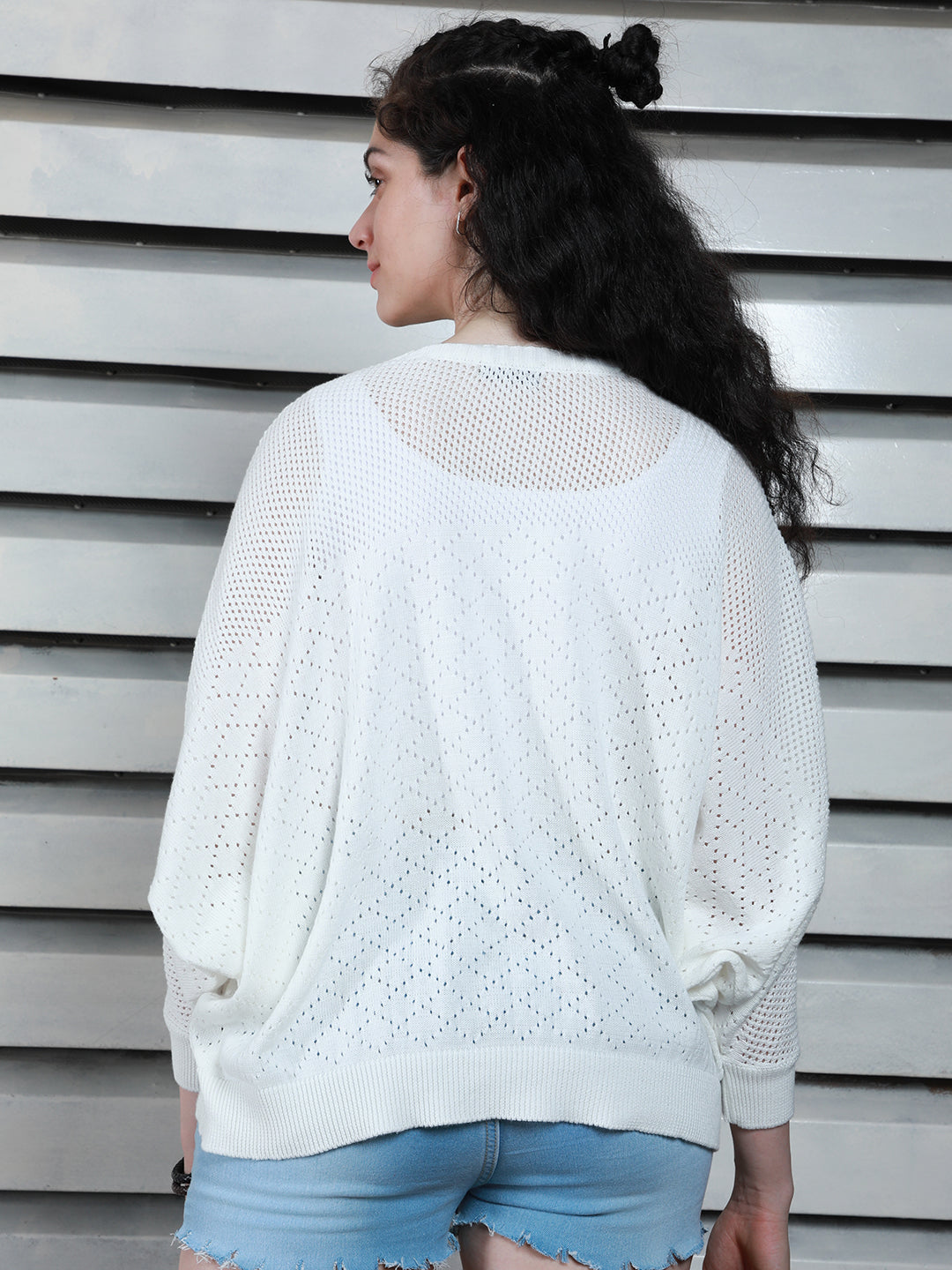 Cotton Crochet Batwing Sleeve Top