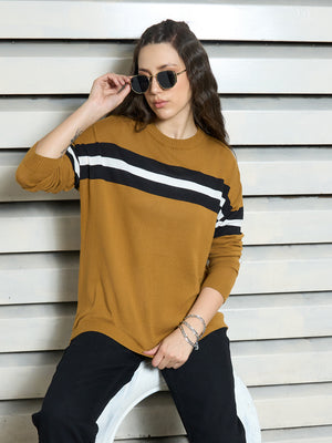 Women Boxy Fit Round Neck Long Sleeve Casual Top