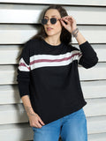 Women Boxy Fit Round Neck Long Sleeve Casual Top