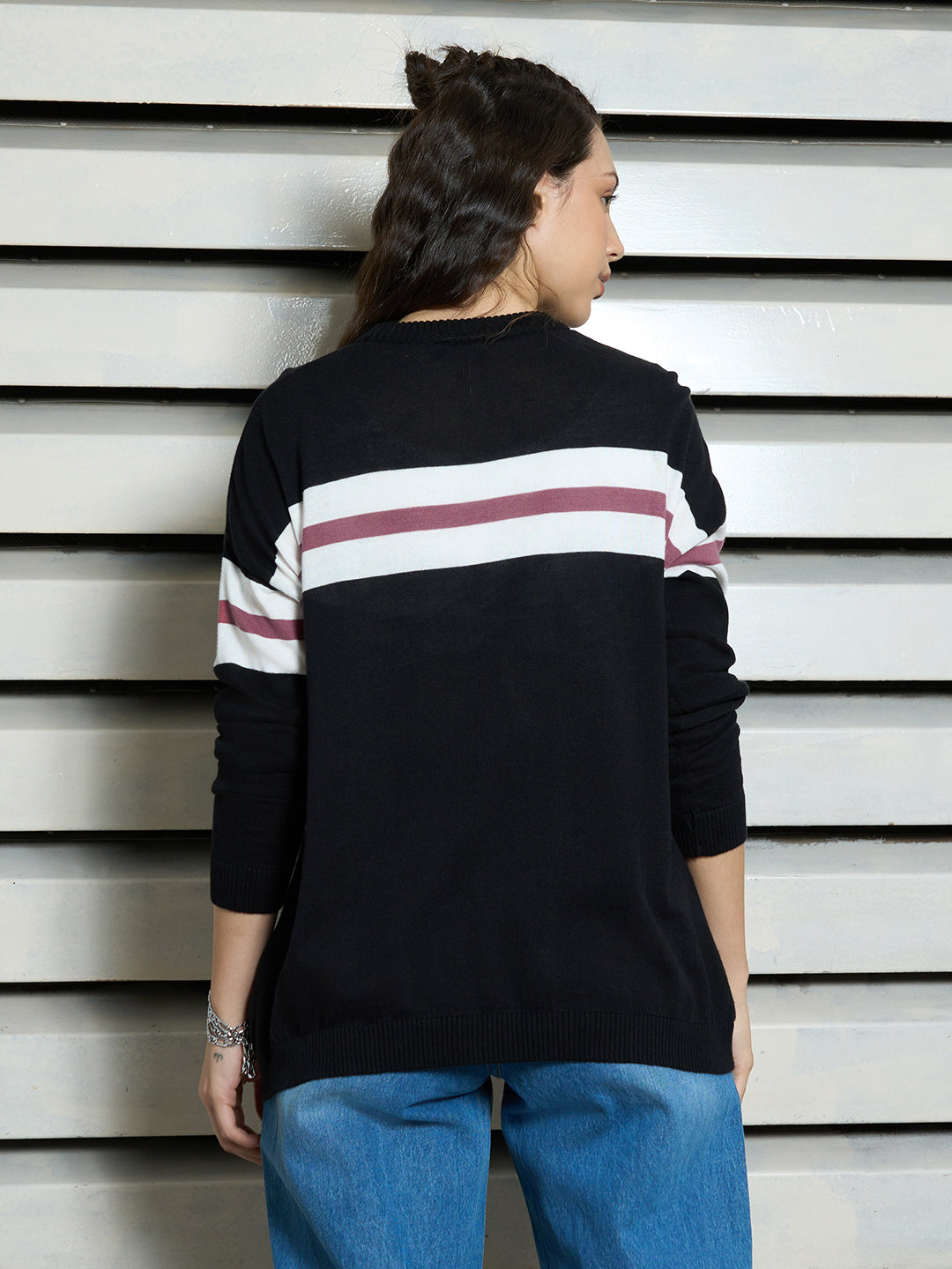 Women Boxy Fit Round Neck Long Sleeve Casual Top