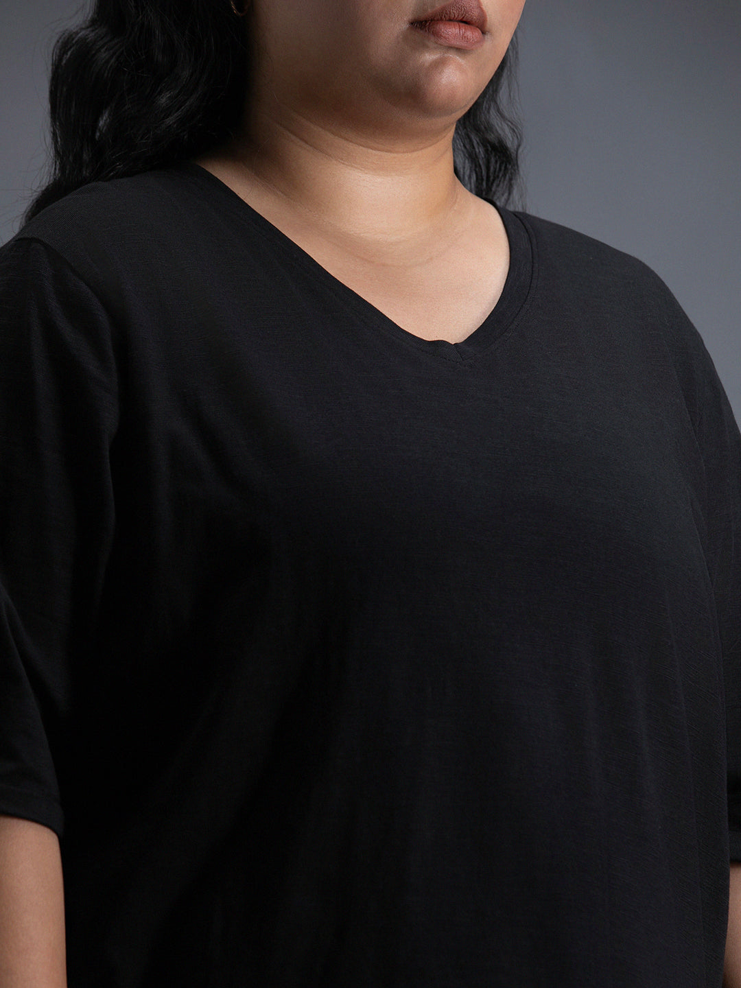 Plus Size Regular Fit Textured Cotton Tshirt