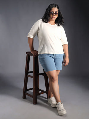 Plus Size Regular Fit Textured Cotton Tshirt