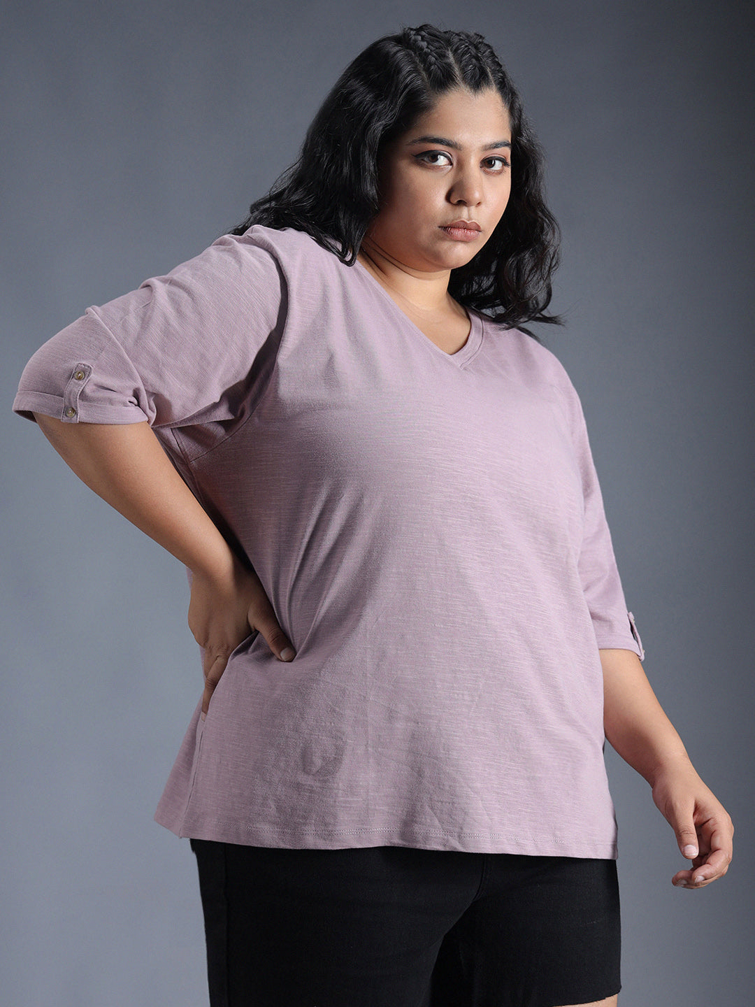 Plus Size Drop-Shoulder Sleeves Oversized T-Shirt