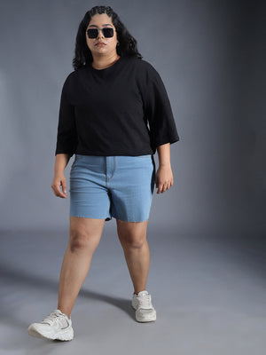 Plus Size Boxy Fit Textured Cotton Tshirt