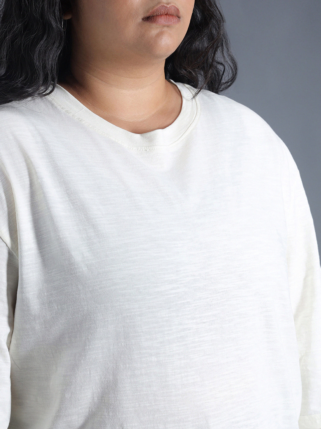 Plus Size Boxy Fit Textured Cotton Tshirt