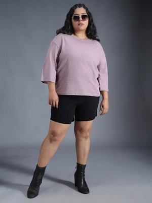 Plus Size Boxy Fit Textured Cotton Tshirt