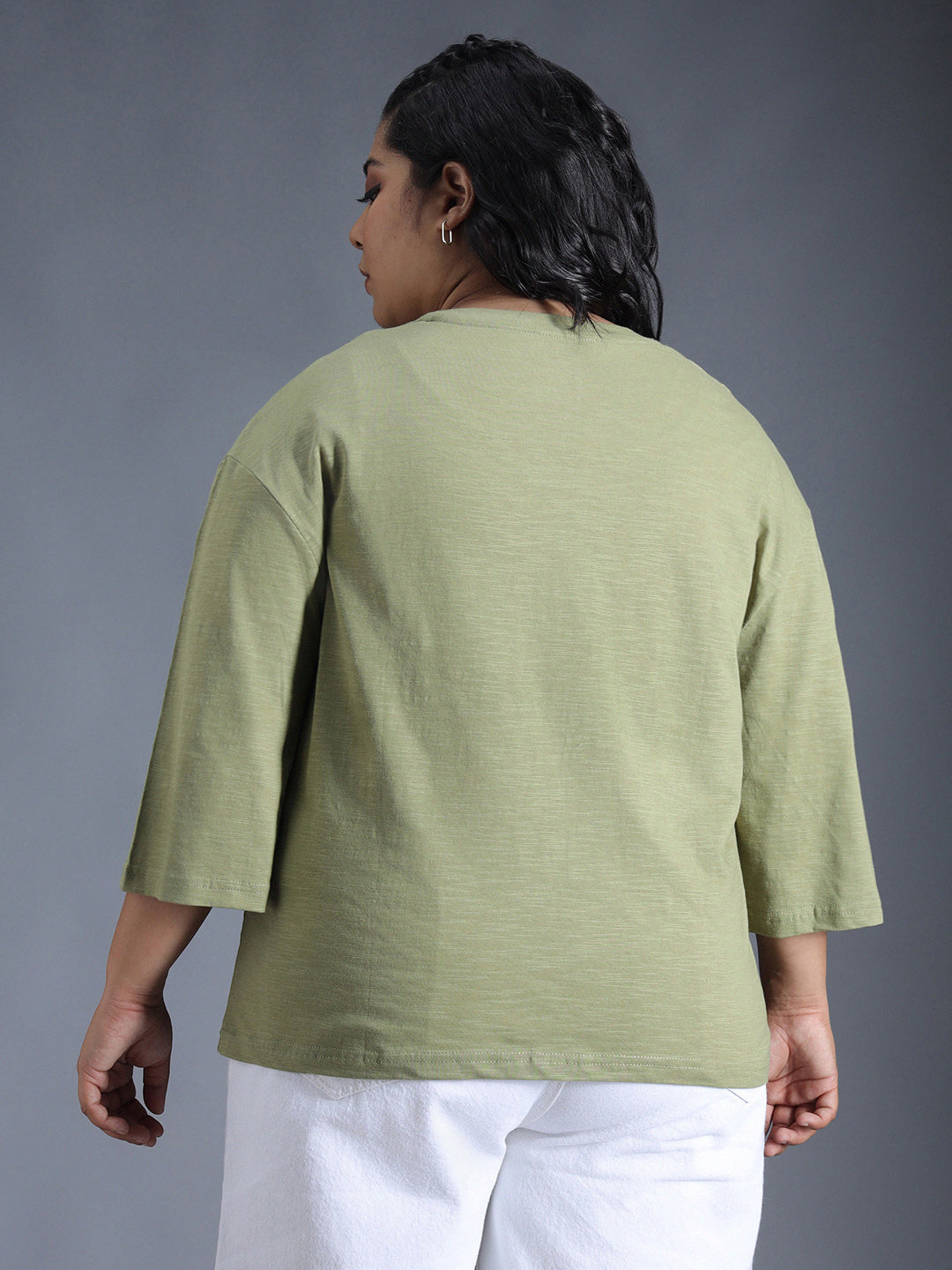 Plus Size Boxy Fit Textured Cotton Tshirt