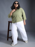 Plus Size Boxy Fit Textured Cotton Tshirt