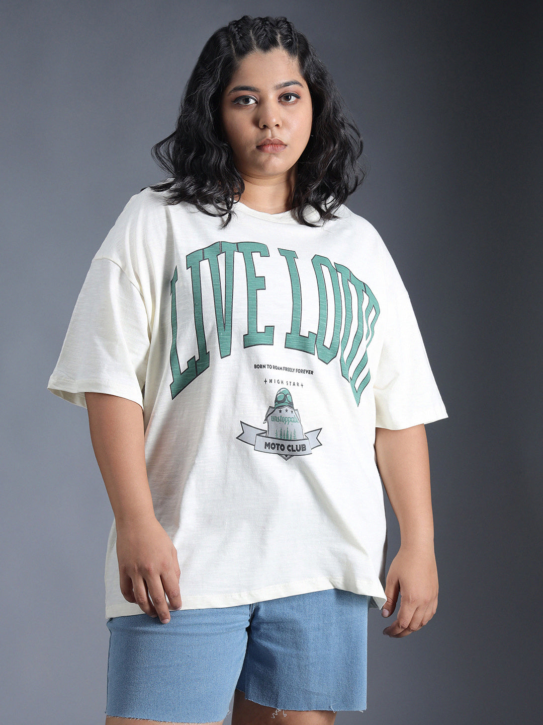 Plus Size Typography Printed Oversized Casual T-Shirt