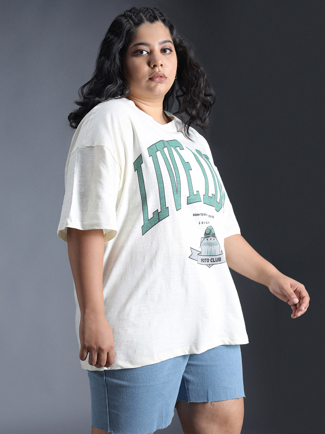 Plus Size Typography Printed Oversized Casual T-Shirt