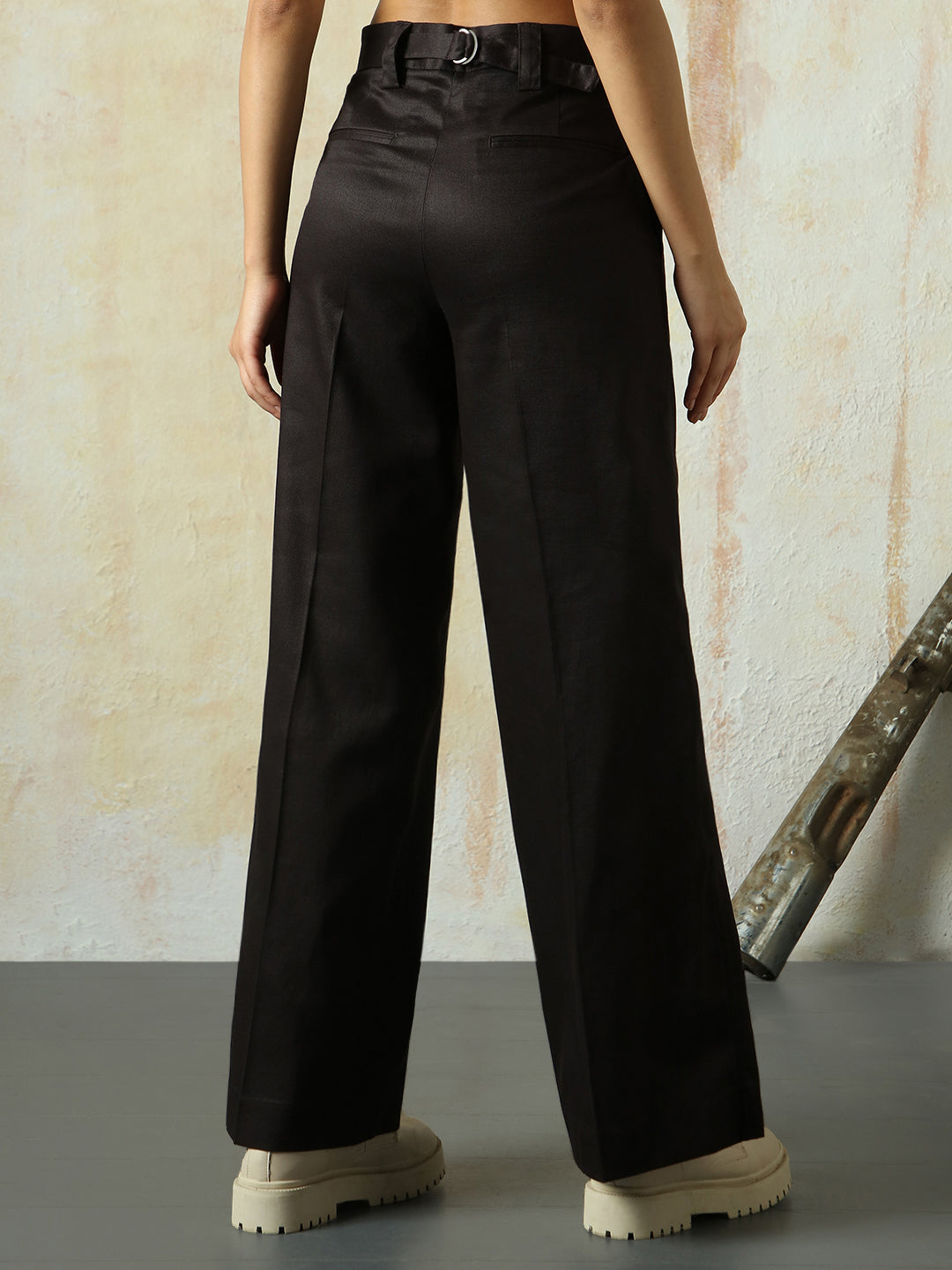 High Star Women Solid Regular length Wide leg    Trousers