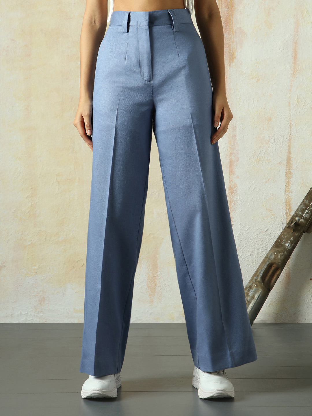 High Star Women Solid Regular length Wide leg    Trousers