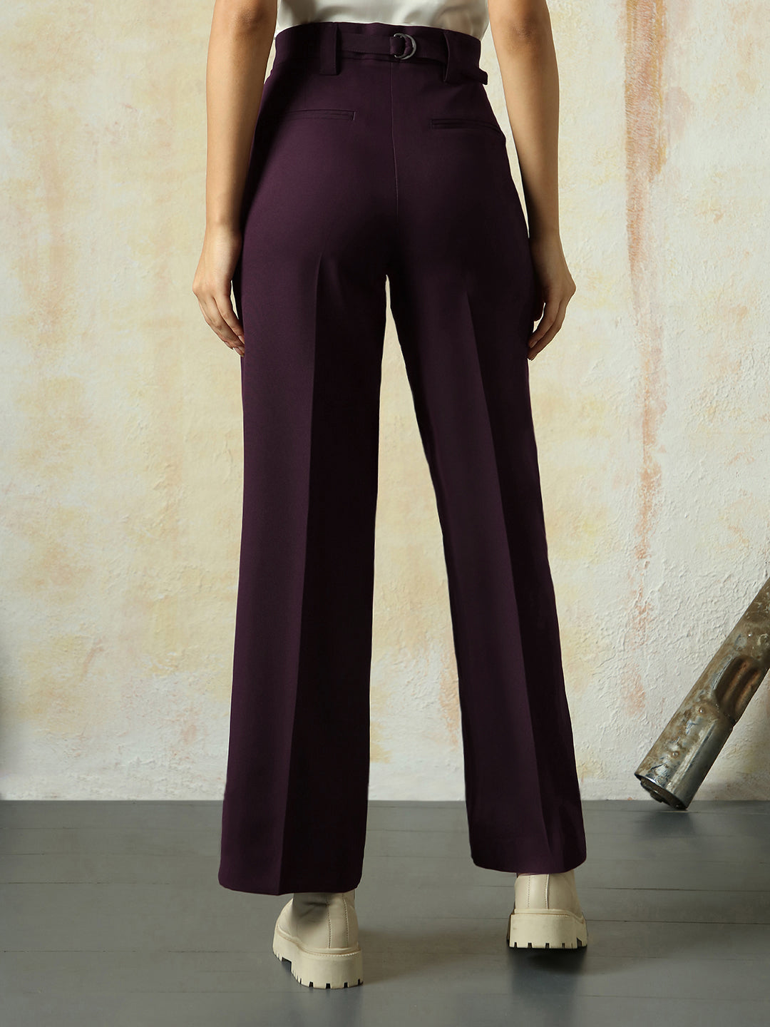 High Star Women Solid Regular length Wide leg    Trousers