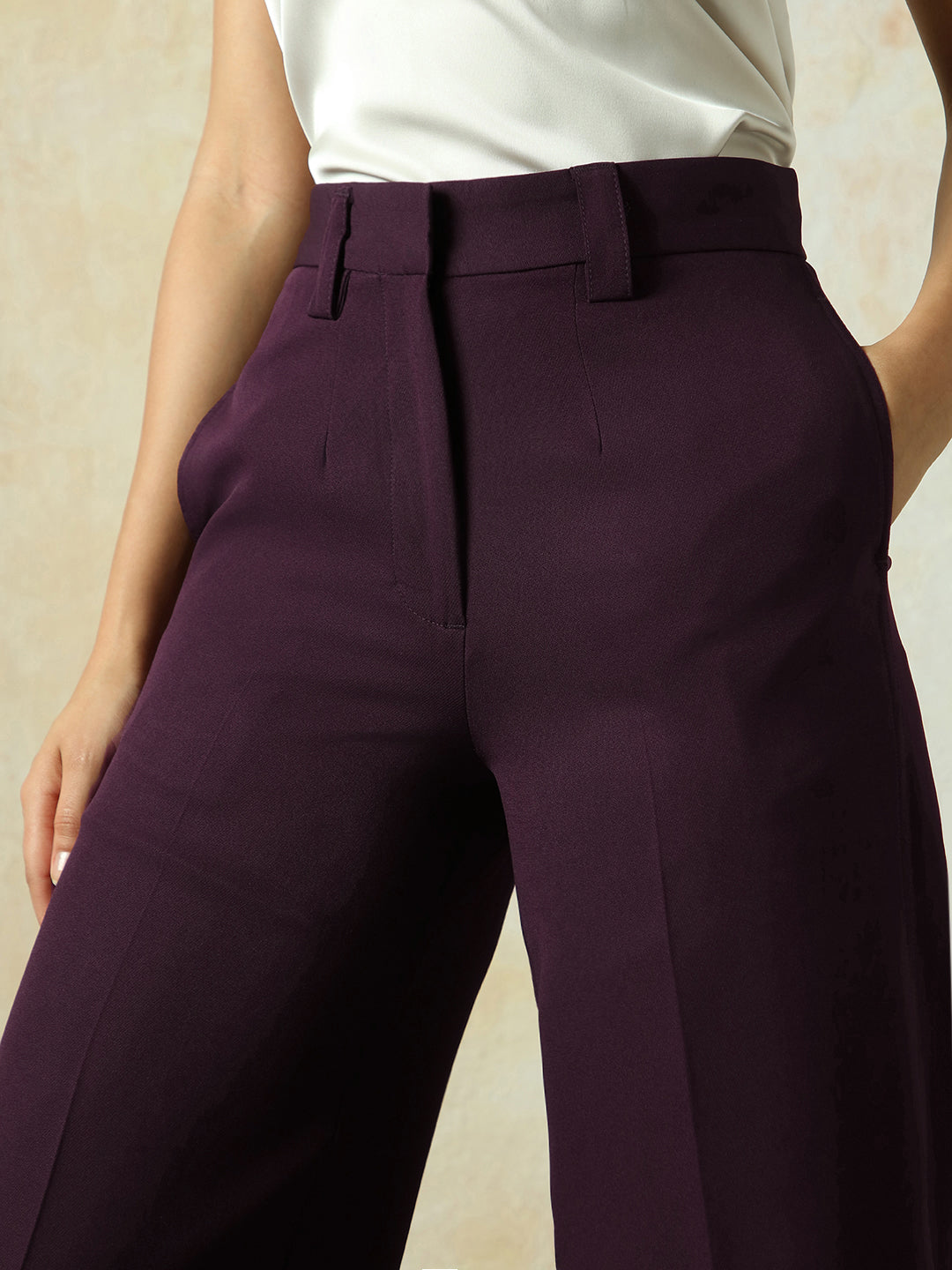 High Star Women Solid Regular length Wide leg    Trousers