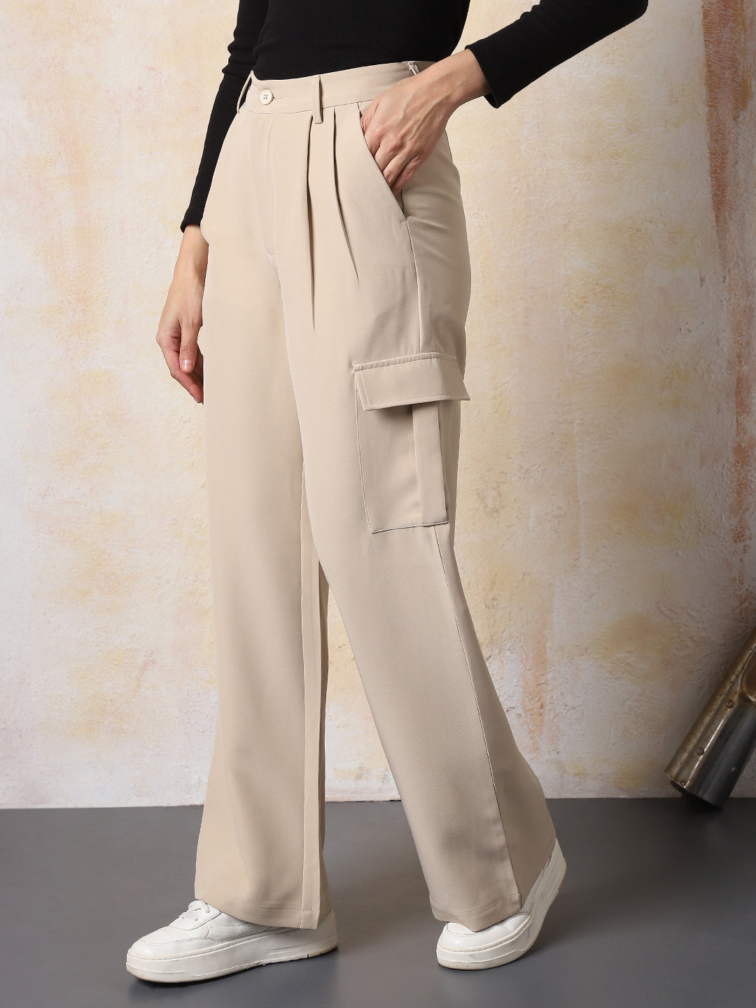 High Star Women Solid Wide Leg  No Sleeves Trousers