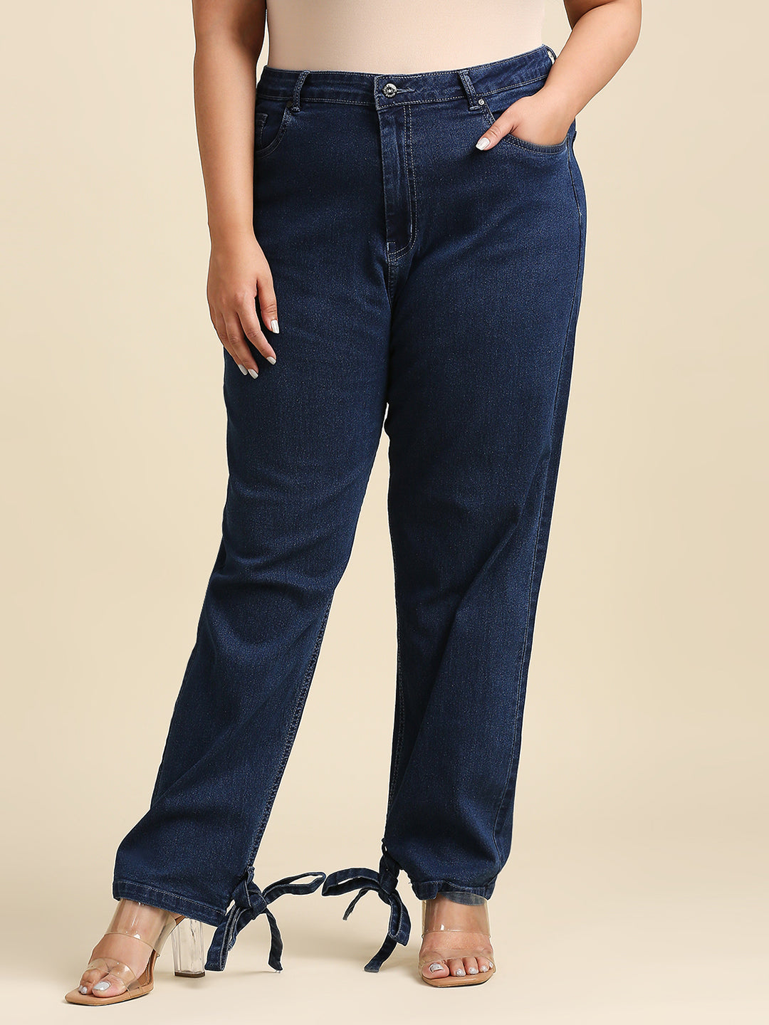 Women Plus Size Blue High-Rise Stretchable Jeans