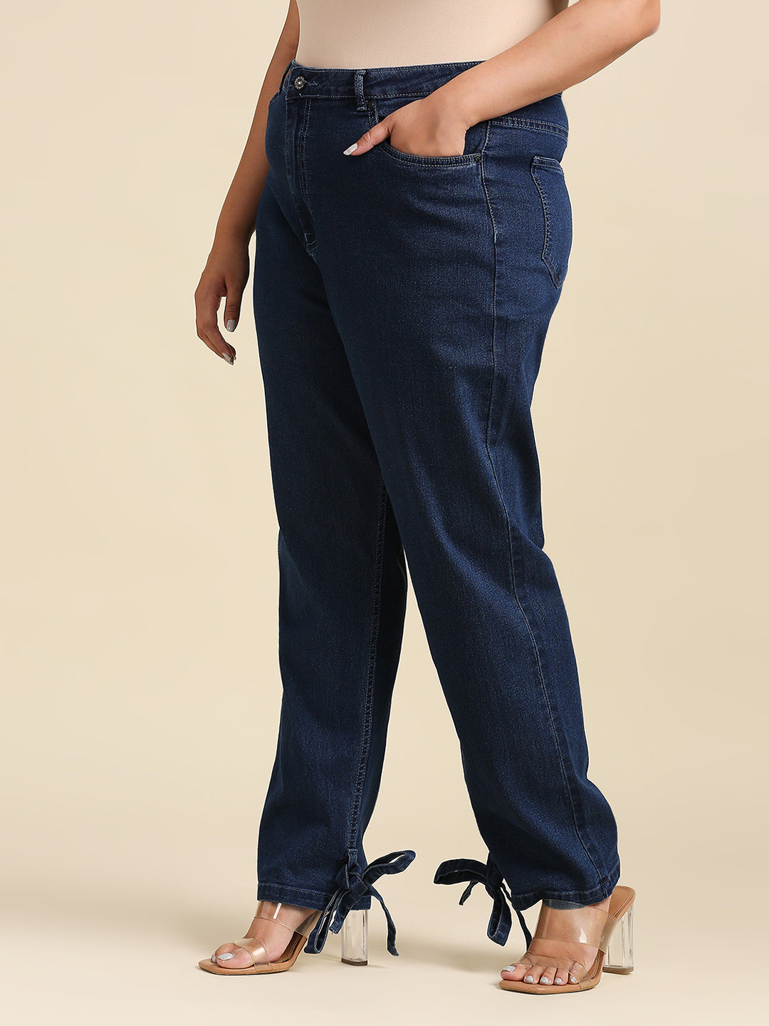 Women Plus Size Blue High-Rise Stretchable Jeans