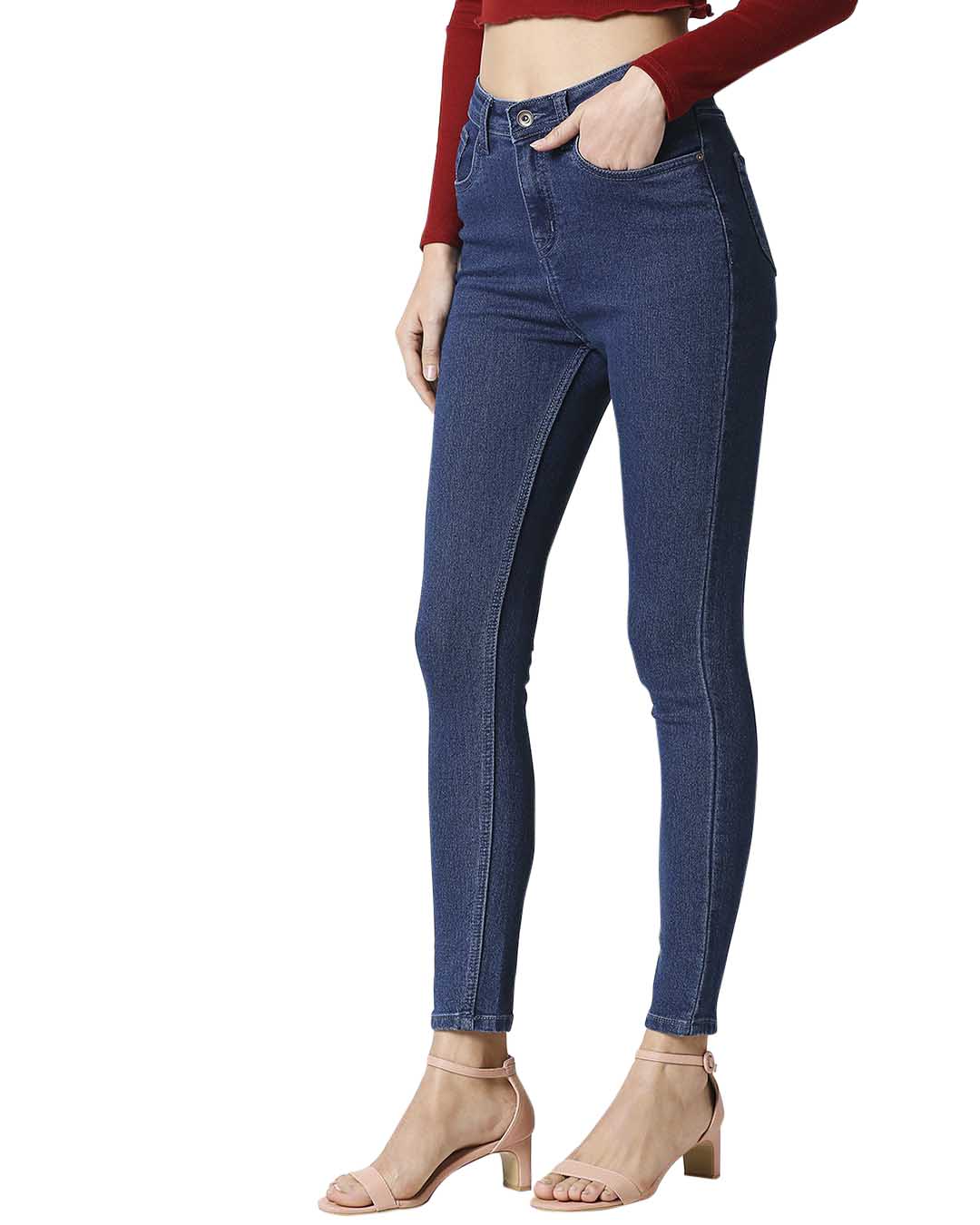 Women Blue Slim Fit High-Rise Clean Look Jeans