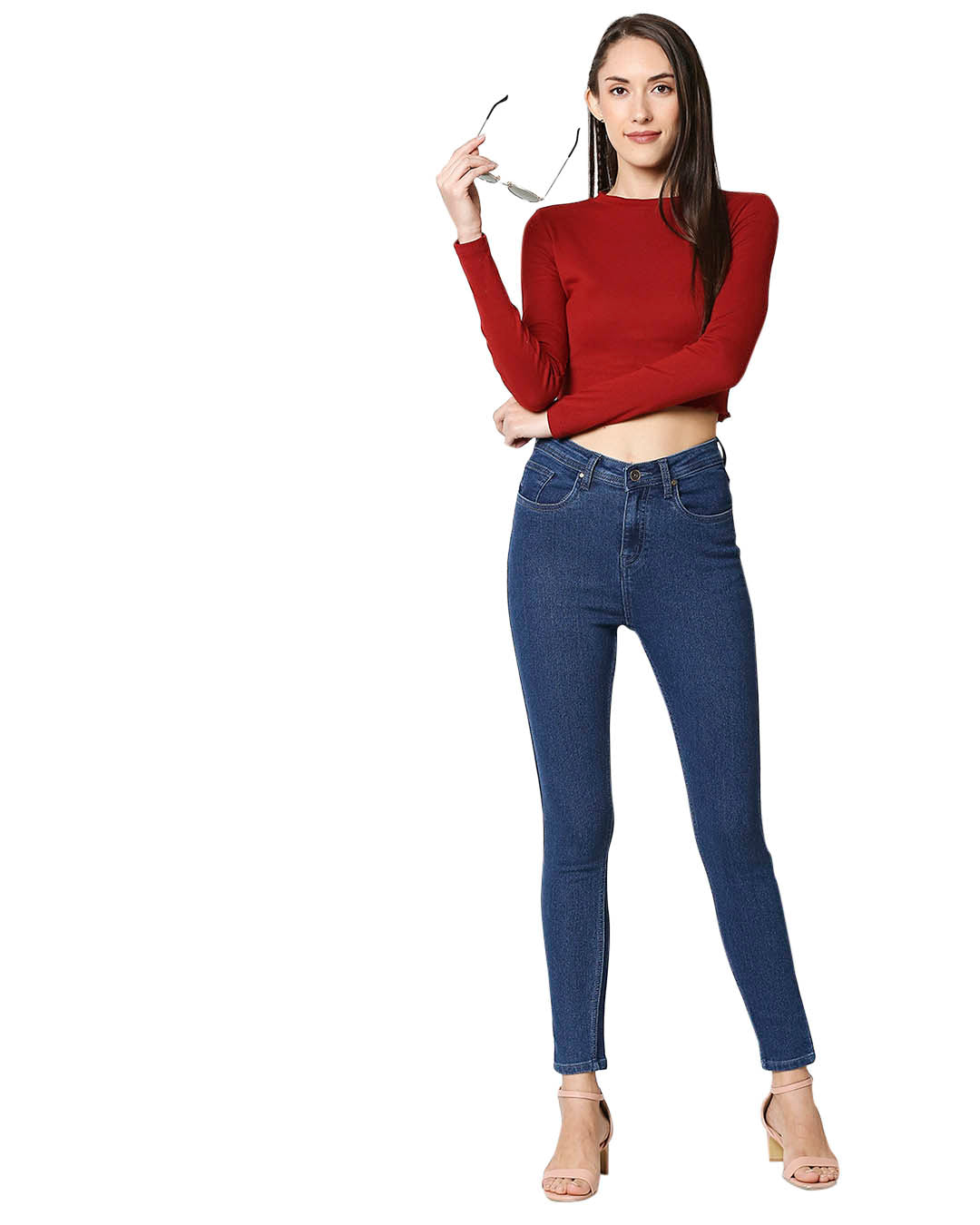 Women Blue Slim Fit High-Rise Clean Look Jeans