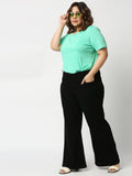 Women Plus Size Black Wide Leg High-Rise Stretchable Jeans