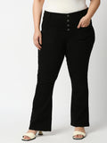 Women Plus Size Black Bootcut High-Rise Stretchable Jeans