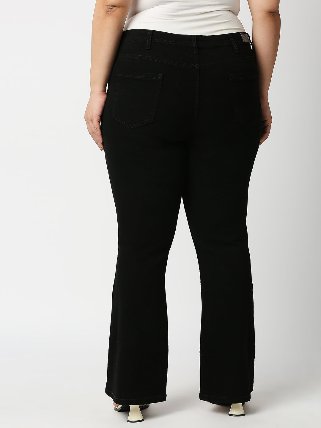 Women Plus Size Black Bootcut High-Rise Stretchable Jeans