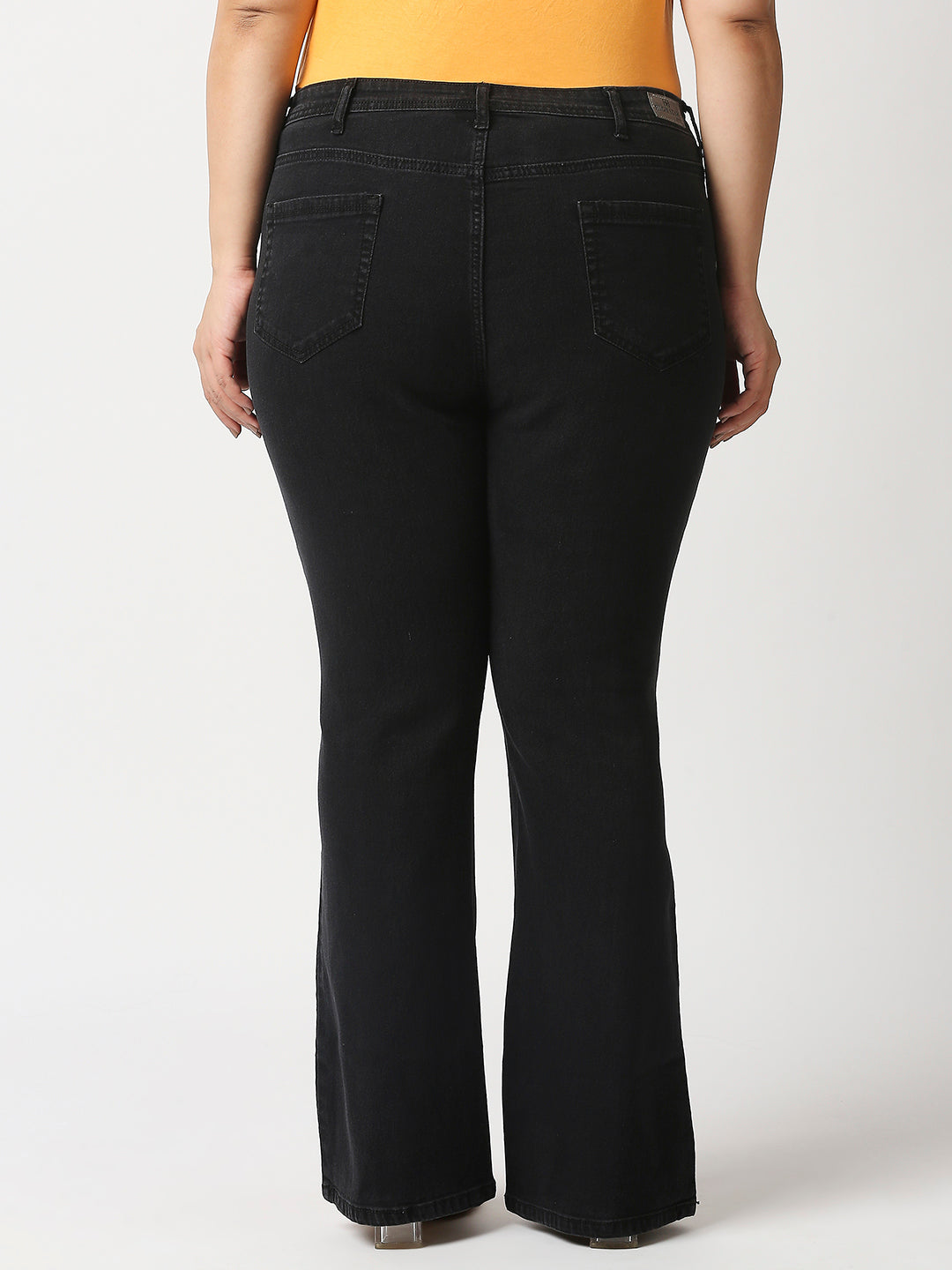 Women Plus Size Black Bootcut High-Rise Stretchable Jeans