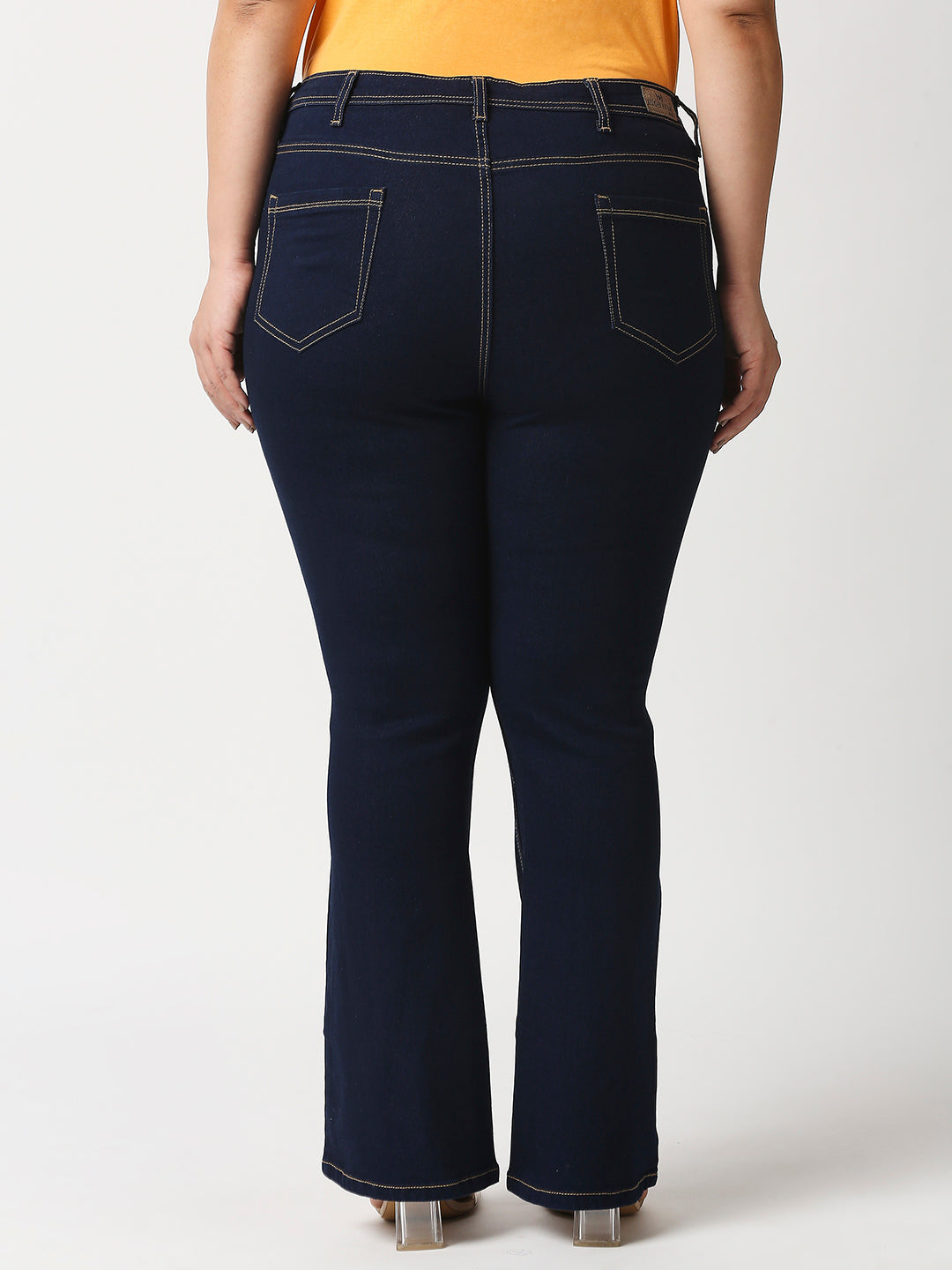 Women Plus Size Blue Bootcut High-Rise Stretchable Jeans