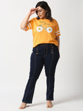 Women Plus Size Blue Bootcut High-Rise Stretchable Jeans