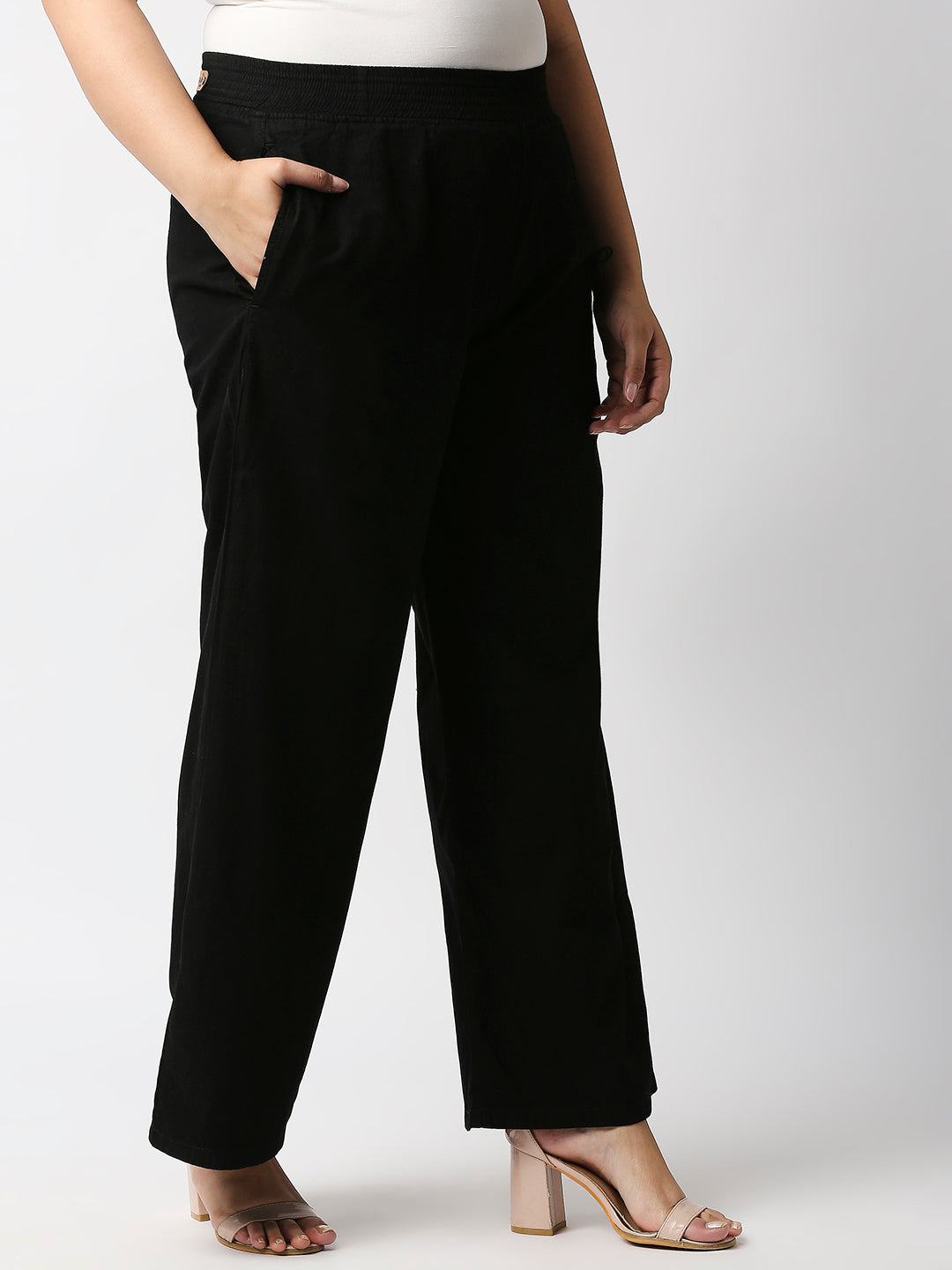 Women Plus Size Black wide leg Palazzos