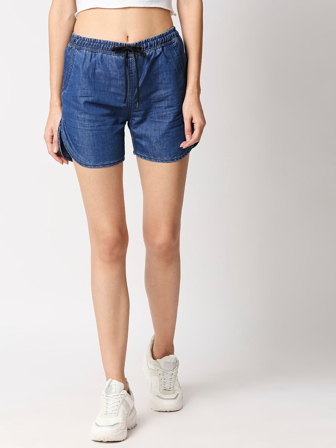 Women Washed High-Rise Denim Shorts