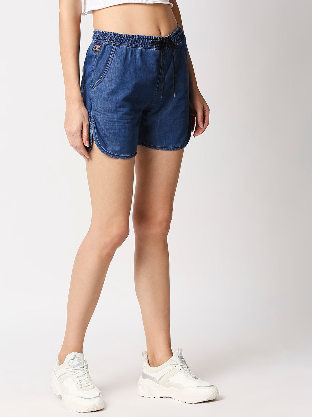 Women Washed High-Rise Denim Shorts