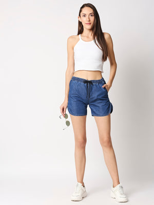 Women Washed High-Rise Denim Shorts