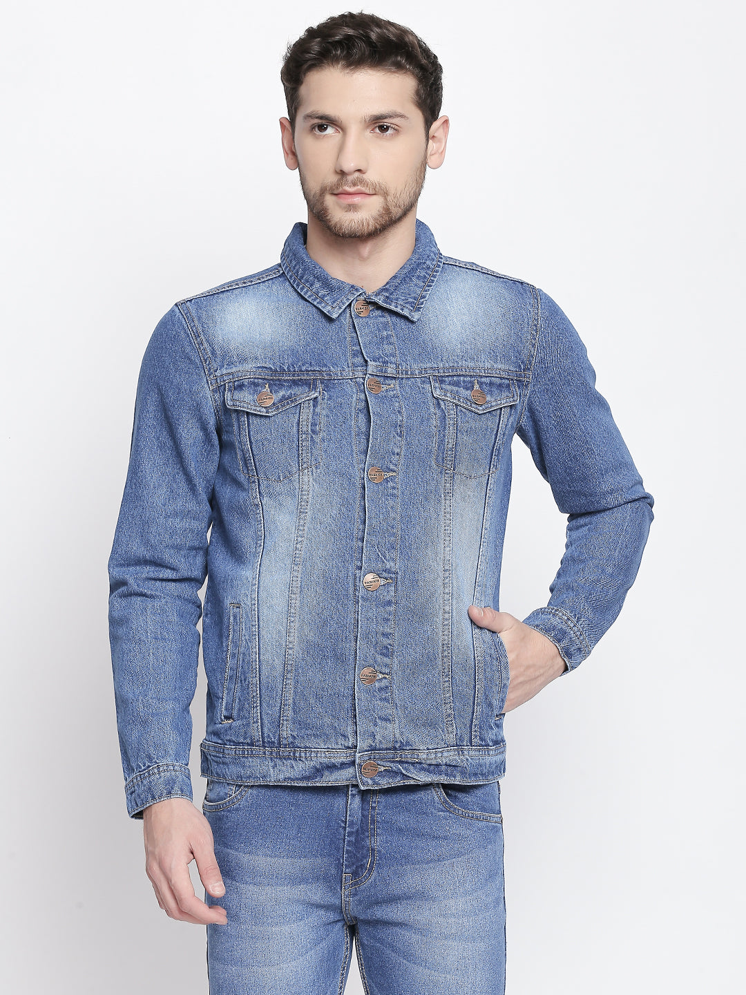 Men Washed Denim Jacket