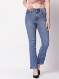 Women Blue Bootcut High-Rise Clean Look Stretchable Jeans