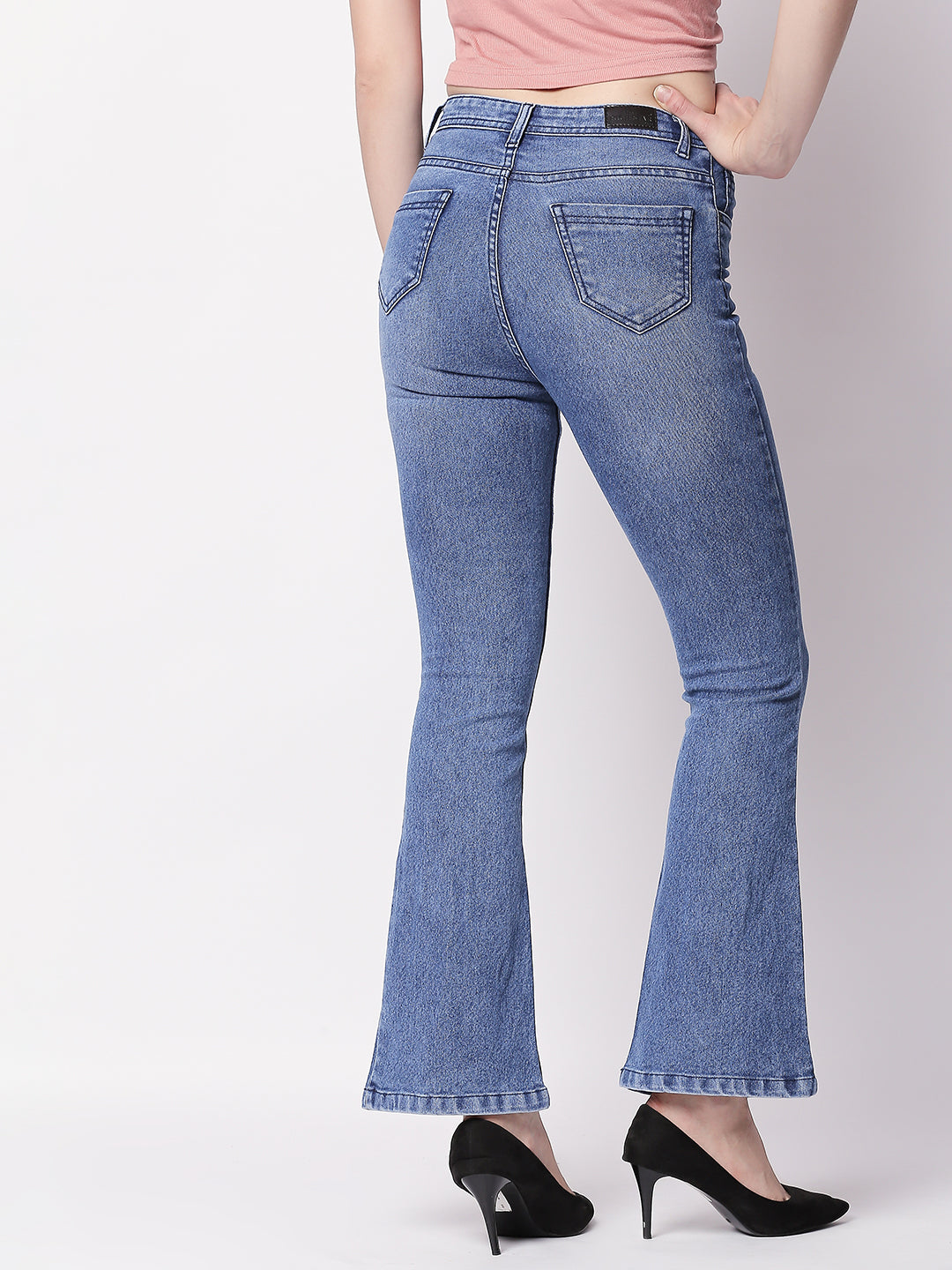 Women Blue Bootcut High-Rise Clean Look Stretchable Jeans